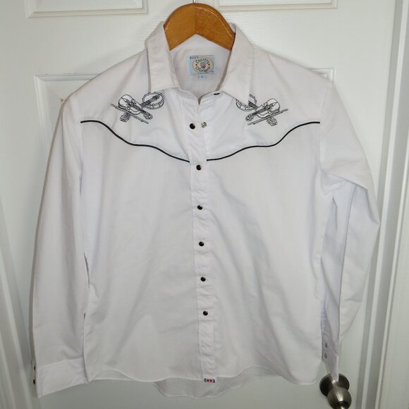 Ely Country Charmers Rodeo Pearl Snap Shirt Women LG Banjos Country Music - Picture 1 of 4